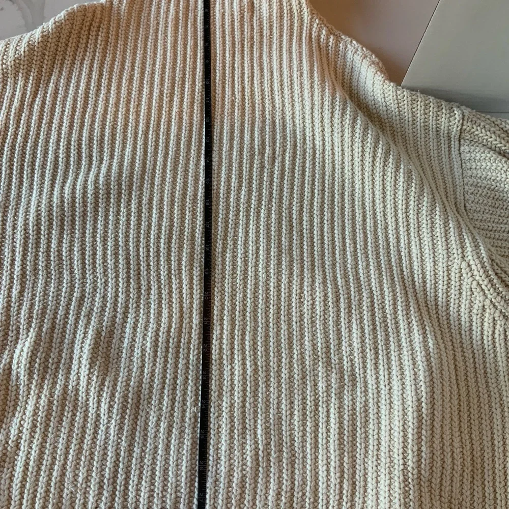Free People Oversized Cream Cable Knit Cowl Neck Sweater Small